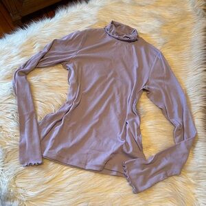 GU brand size small lavender ribbed turtleneck shirt
